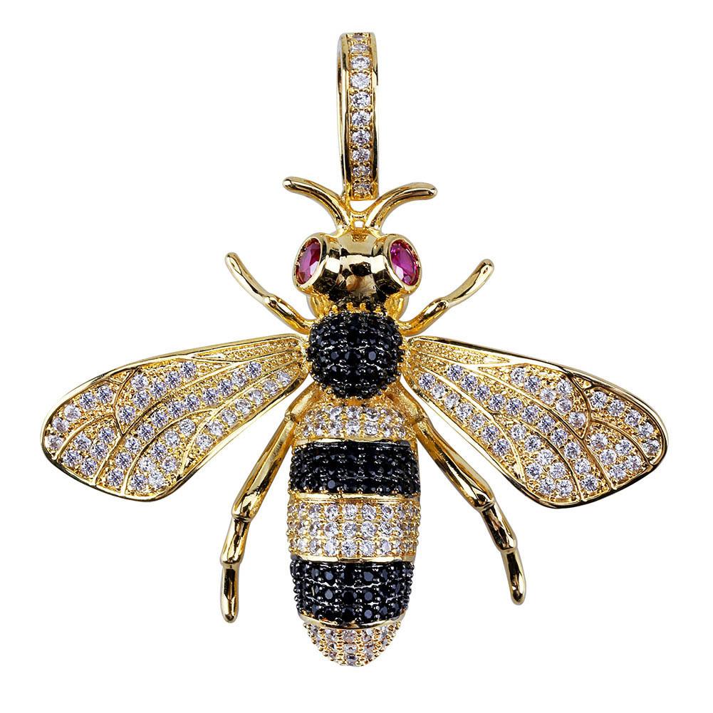 European and American Popular Bee Style Trendy Brand Personality Pendant with Micro Inlaid Colored Zircon