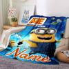 Custom Name Minions Card flannel Blanket for Super Soft Cute Comfort Blanket for Travel Bedding Couch Sofa Blanket