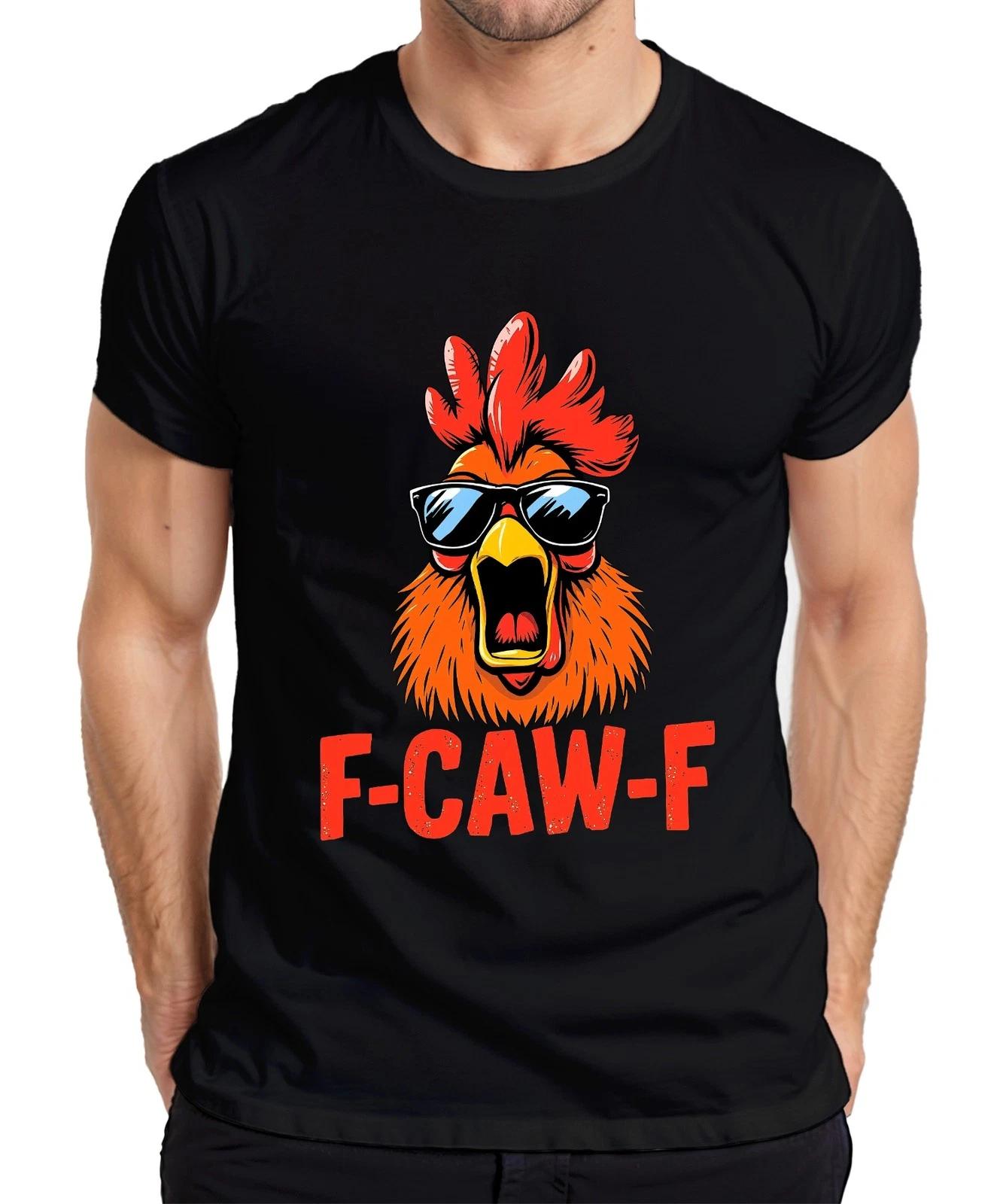 F-CAW-F Cooler Hahn mit Sonnenbrille Lustig Retro Bauernhof Huhn Herren T-Shirt M