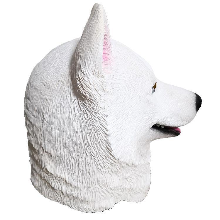 Halloween Animal Snow Leopard Dog Latex Mask White Husky Dog Head Mask