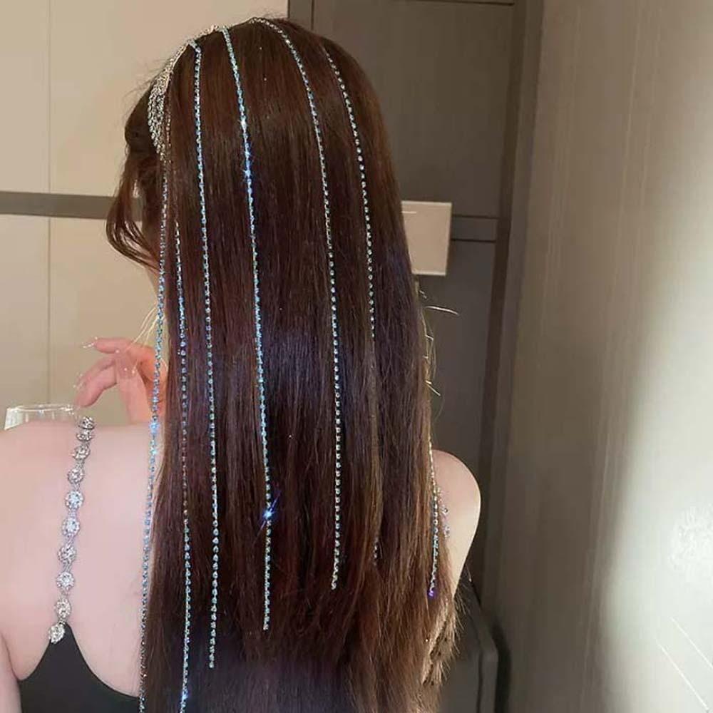 Shiny 4 In 1 Hair Bands with Tassels Sweet Women Hair Hoop Twinkle Rhinestone Tassel Headband  Ball