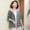 Hodo Middle-Aged Women's Hooded Plaid Autumn Jacket