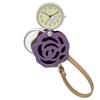 Fieldwork Women's Analog Pocket Watch with Strap and Magnifying Glass, Purple with Rose Pattern, LW062-3