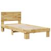 Solid Wood Bed with Headboard Without Mattress 75 X 190 Cm Oak Wood