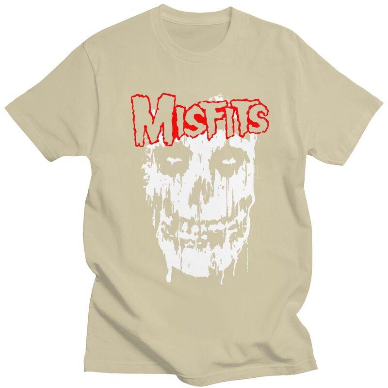 Custom Male Horror Punk Rock Misfits Skull T Shirt Short Sleeve Cotton Tshirt Classic Tshirt Leisure Tees Loose Fit Clothes