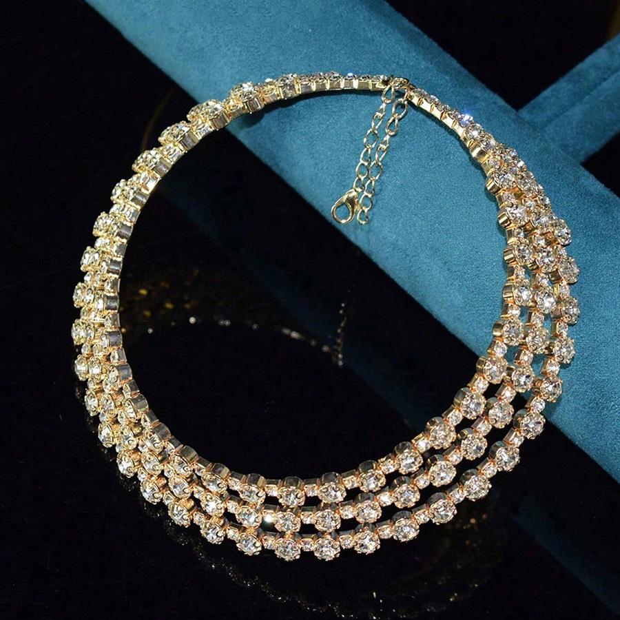 Sparkling Rhinestone Multi-layer Choker for Brides золотой