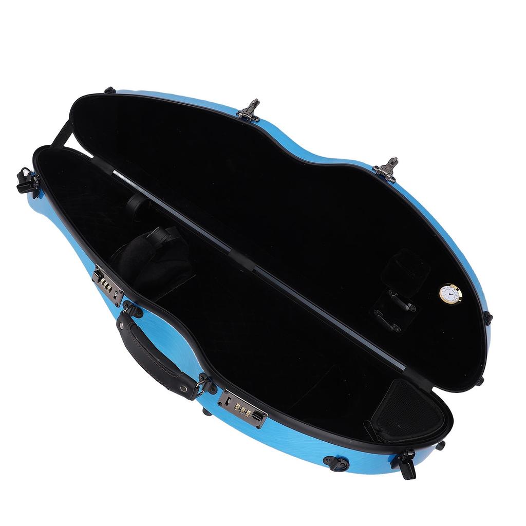 4 4 Violin Storage Case with Hygrometer and Combination Lock Shoulder Straps Lightweight Carbon Fiber Violin Box Blue