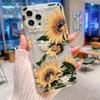 Floral Flower Sunflower Painted Clear Phone Case For iPhone 14 11 15 Pro Max 12 13 XR X XS SE  7 8 Plus Cases Airbag Cover