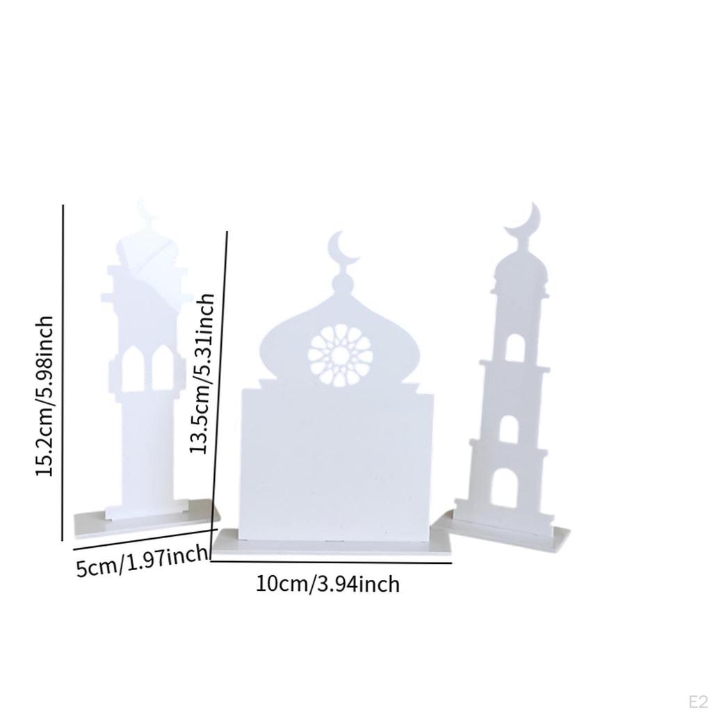 3 Acrylic Ramadan Decorations Flat Ornament for Table Eid Mubarak Display