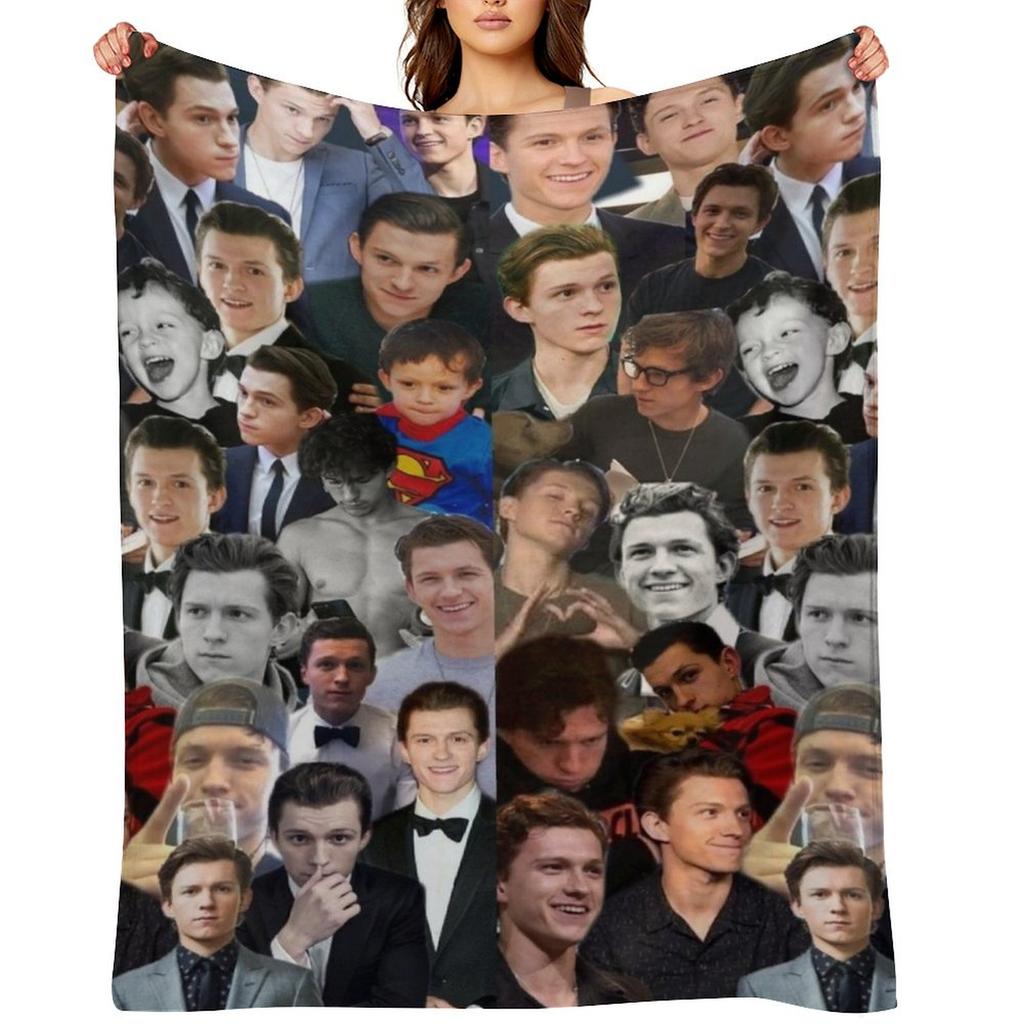 Coperta Plaid con Collage di Foto di Tom Holland calda invernale regalo divertente Trasloco calda per l'inverno Coperte