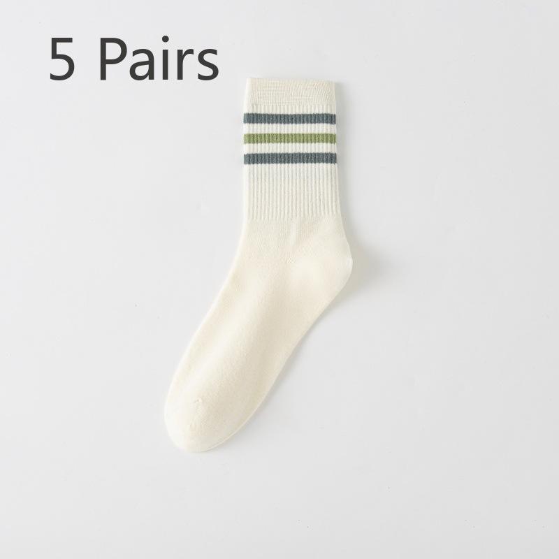 5 Pairs of Men's Spring and Summer Thin Boneless Casual Cotton College Style Sports Short Socks
