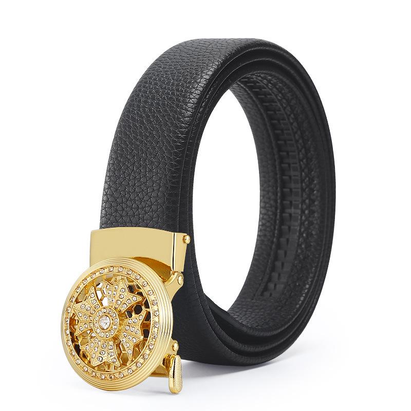 

Мужской повседневный ремень из сплава и коровьей кожи с автоматической пряжкой 125cm золотой