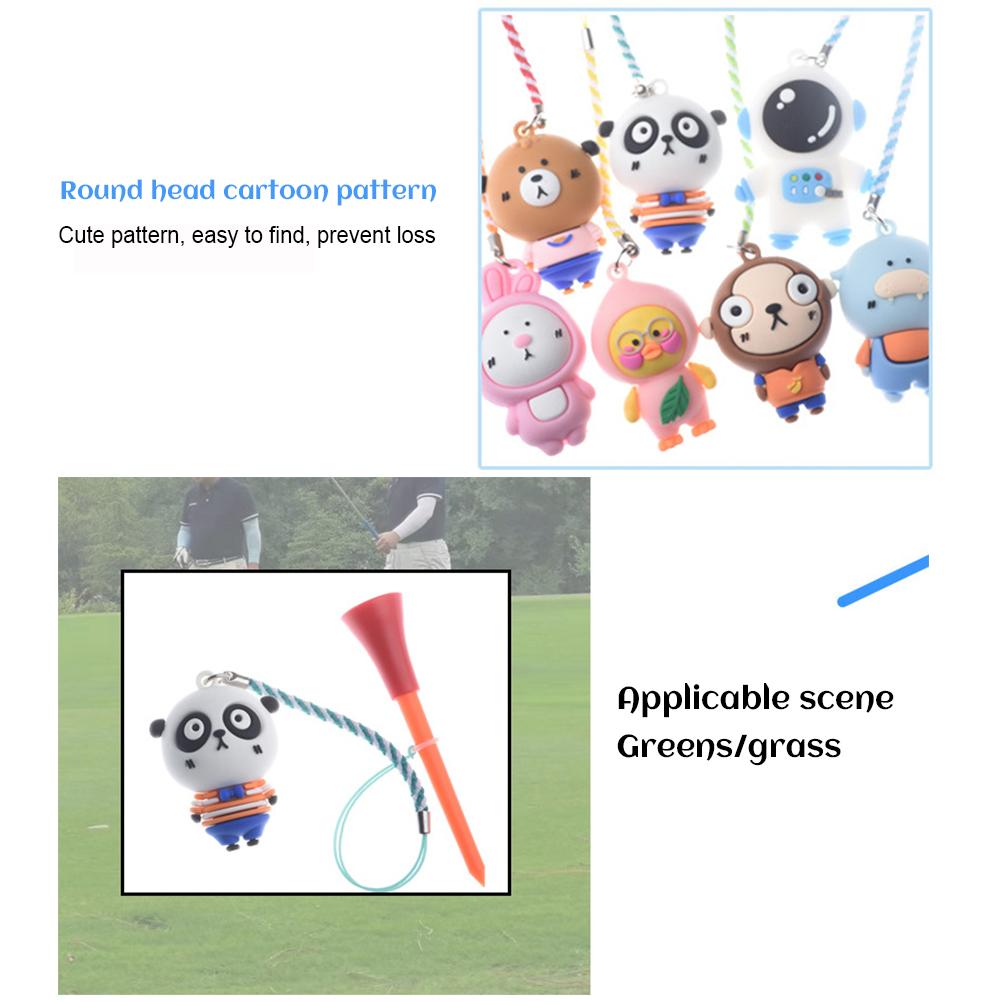 6Pcs Golf Rubber Tees With Handmade Rope Prevent Loss Different Cartoon Pattern Golf Ball Holder And Braided Rope Golf Gift