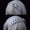 Gothic Punk Leather Buckle Hair Hoop Rivet Headband Harajuku Women Girl Dark Black Punk Hip Hop Rock Hairbands Hair Accessories