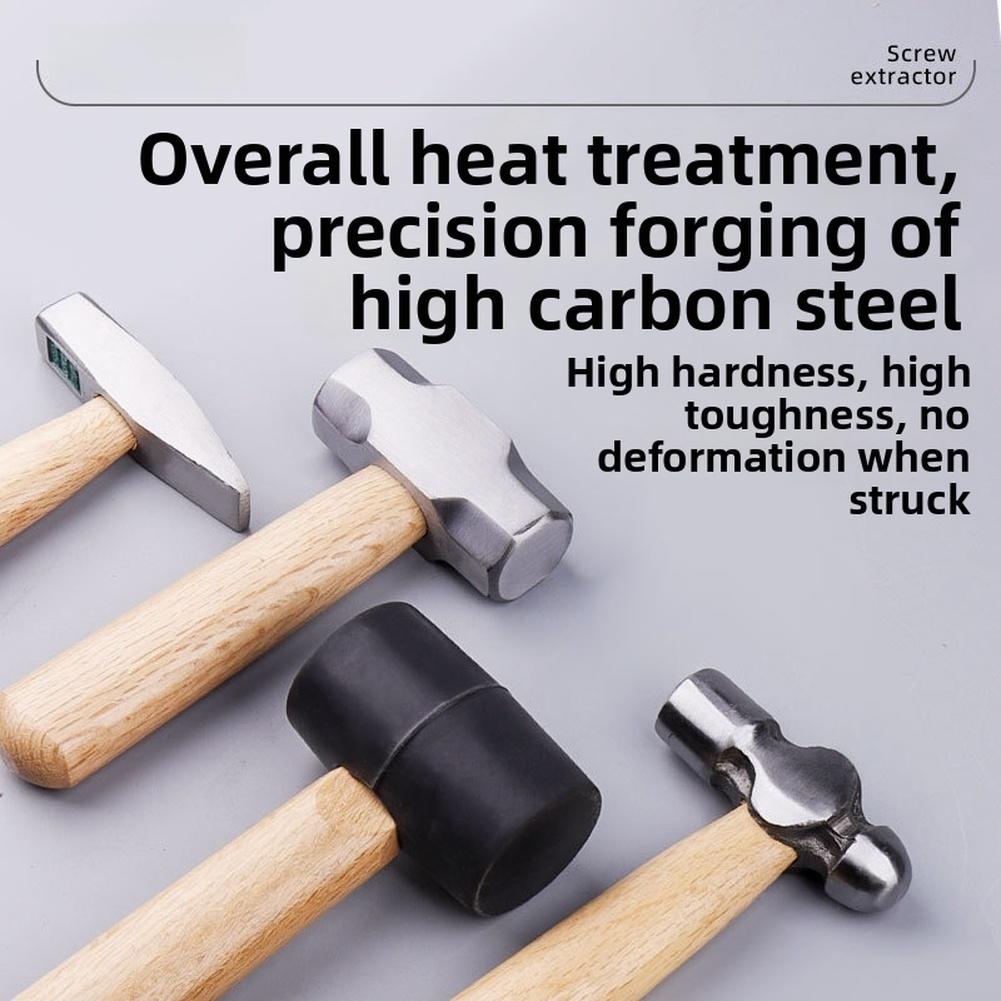 1PCS Multi Purpose Hammer Carbon Steel Head Rubber Smashing Walnut Round Head Wooden Handle Hammer Hand Tool