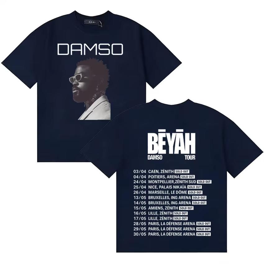 Singer Damso Tour Beyah Album Hip Hop Aesthetic Short Sleeve T Shirt Unisex WOMEN Loose ONeck Cotton Tshrit Unisex Ins Yk