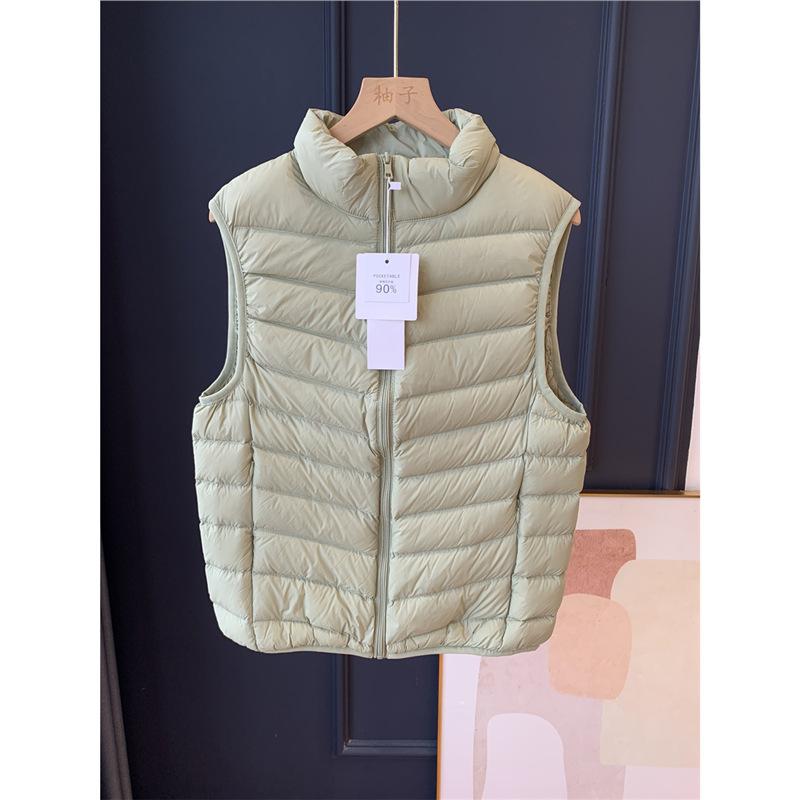 Women's Stand Collar Down Vest Sleeveless 90% White Duck Down Lightweight Winter Plus Size Waistcoat Gilet