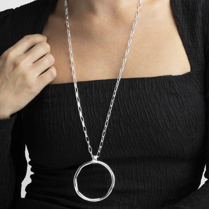 Collier - LUXENTER - Laksy - Finition en rhodium - Longueur 80 cm - Extension 5 cm