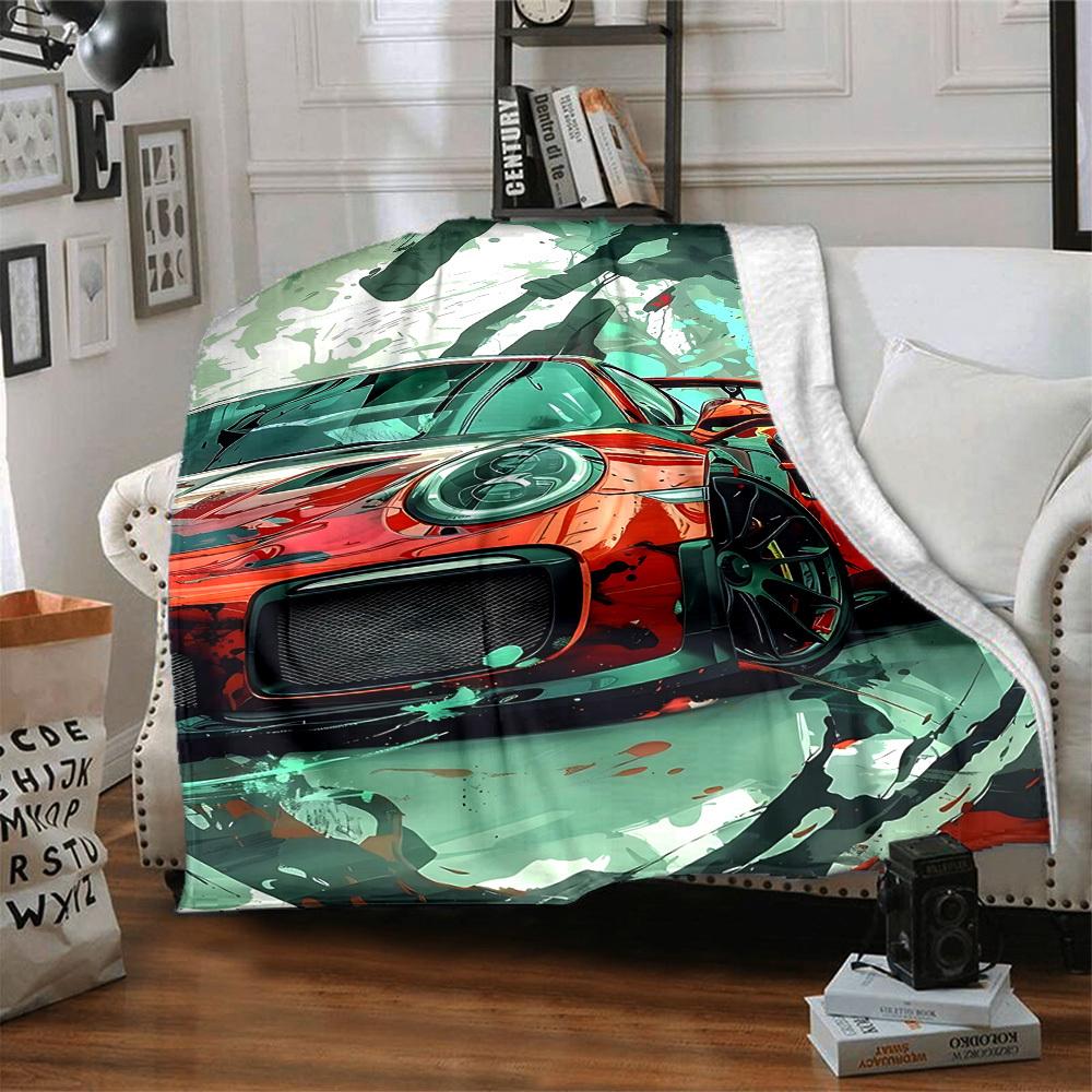 1PC Racing Car Blanket, Throw For Sofa, Bed, Travel, Camping, Livingroom,
