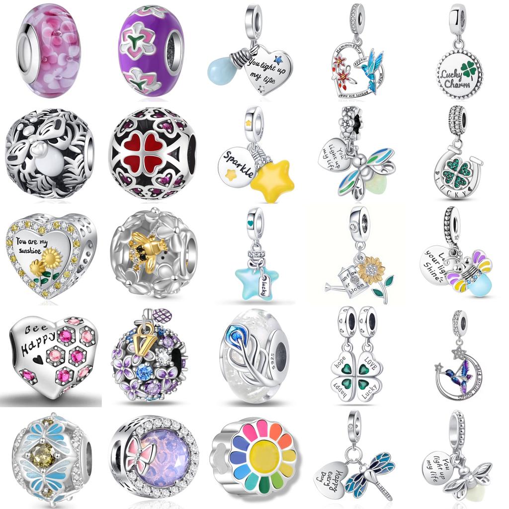 New Copper Bee Flower Butterfly Dragonfly Pendant Trinket Bead Fit Original Charms Bracelet Jewerly Accessories