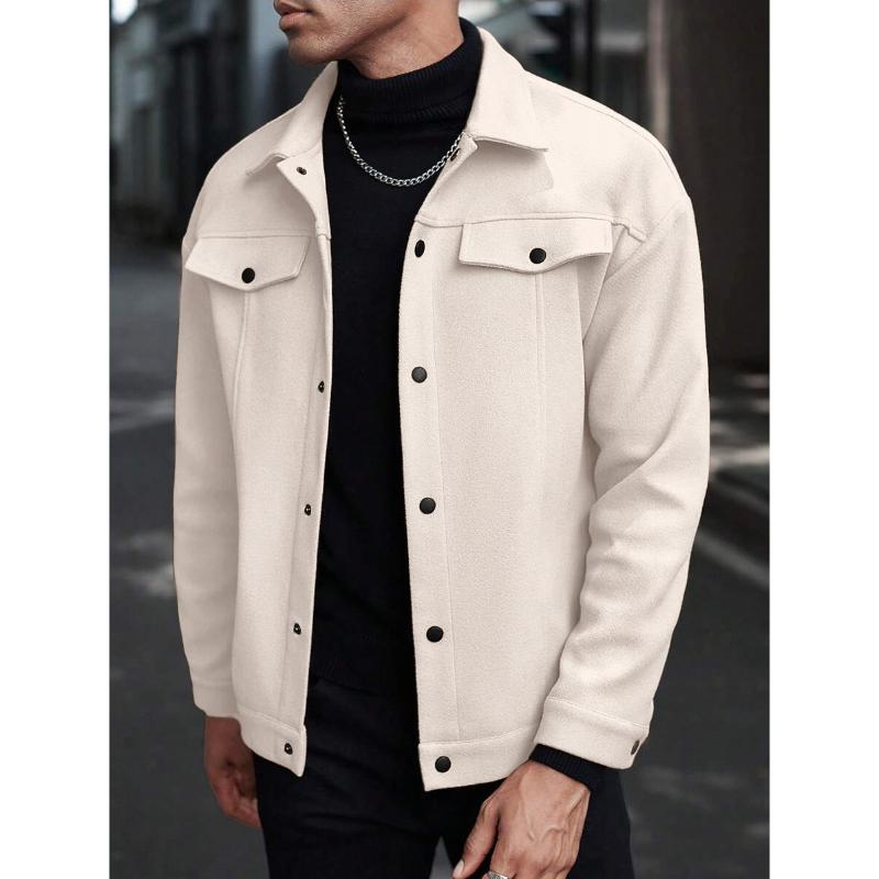 Autumn Winter New Arrival European American Style Mens Lapel Wool Blend Coat Fashion Casual Sporty Cargo Business Jacket Top