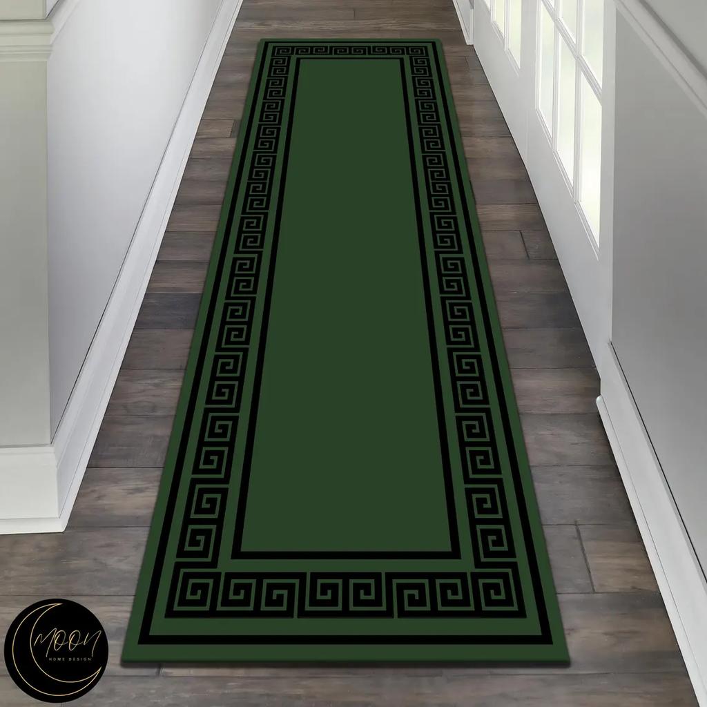 Luxury Greek Key Graphic Runner Rug Black White Print Hallway Mat Non-Slip Welcome Rug for Corridor Kitchen Bedroom
