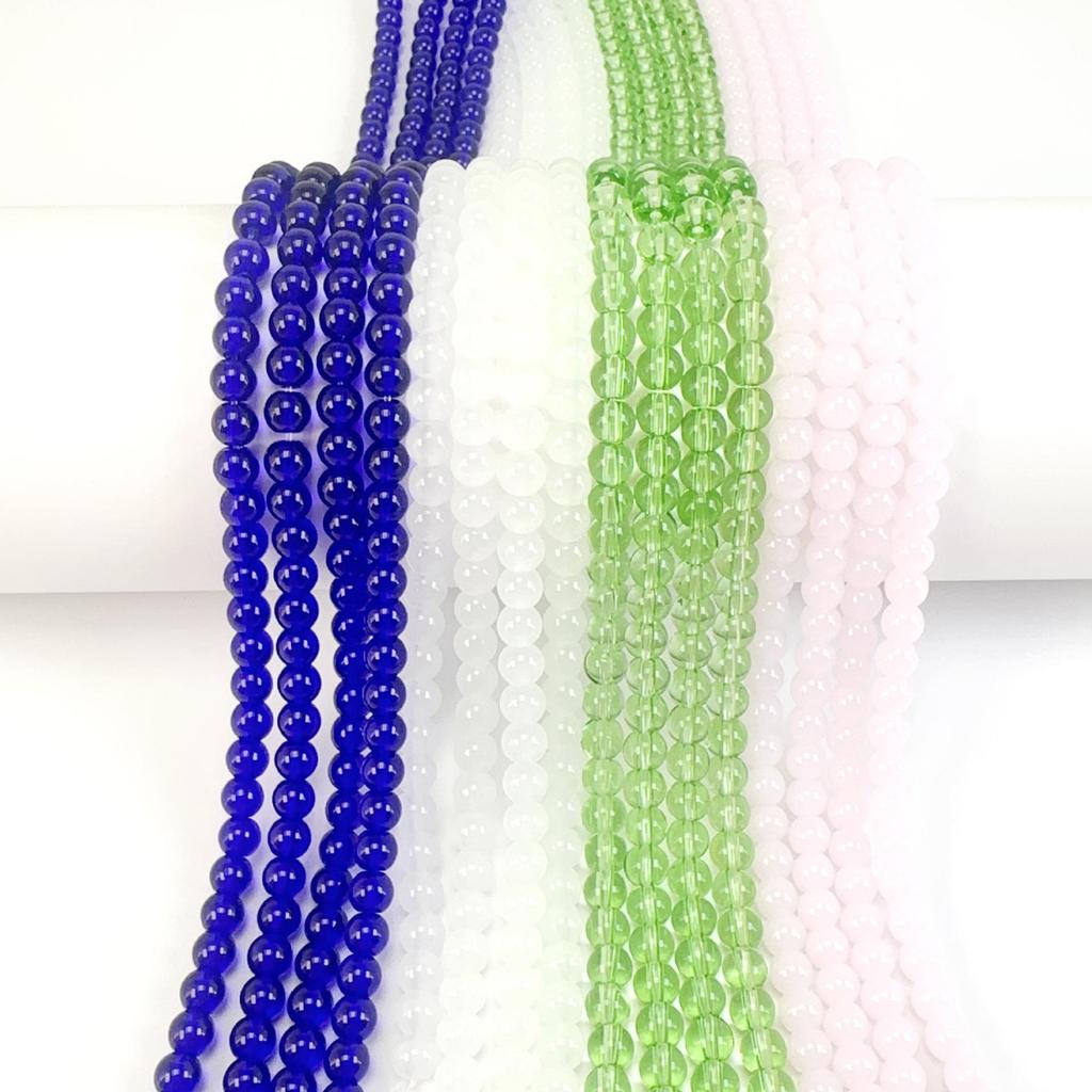 6mm Natural Glossy Round Bead Lampwork Glass for DIY Cell Phone Chains, Earrings, Hairpins, and Flower Stamens.