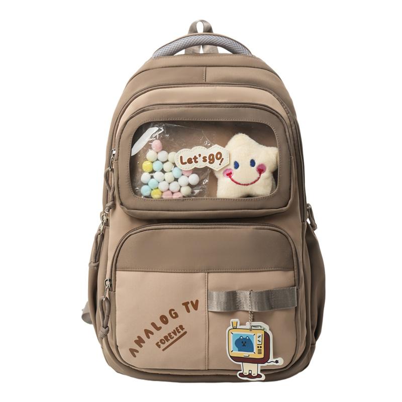 Color Block Backpack Large Capacity Student Schoolbag