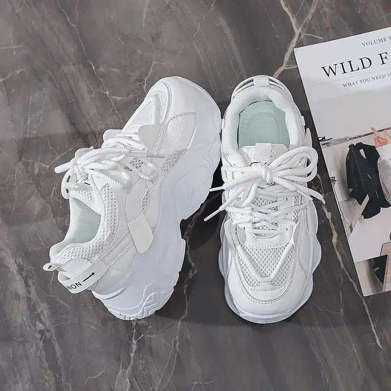 Round Toe Non-slip Sole Woman's White Platforms Boot Heels 46 Black Heel Shoes Sneakers Sport High Grade Resale Flatas