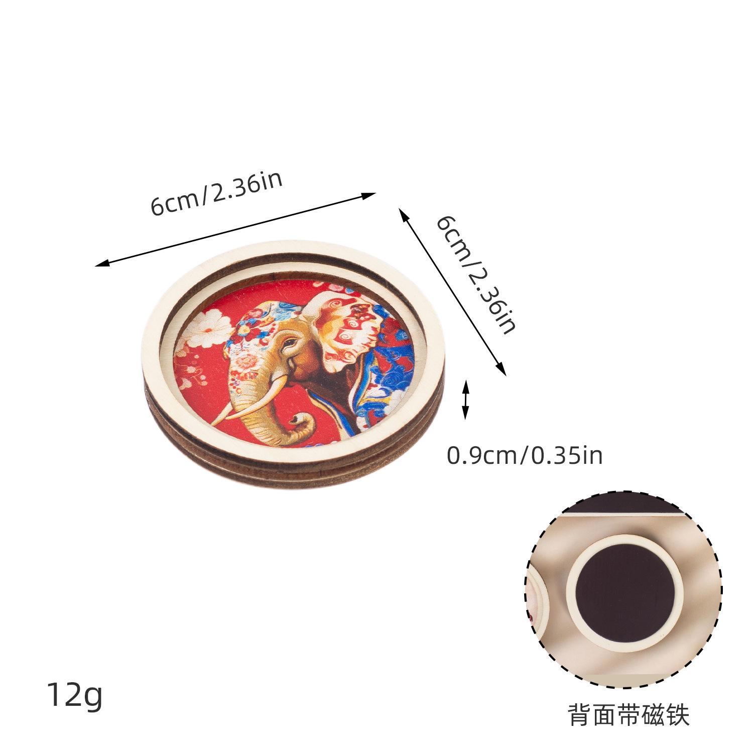 

Wooden 3D Carved Fridge Magnets Elephant Peacock Ethnic Style Colorful Artistic Refrigerator Stickers Decor
