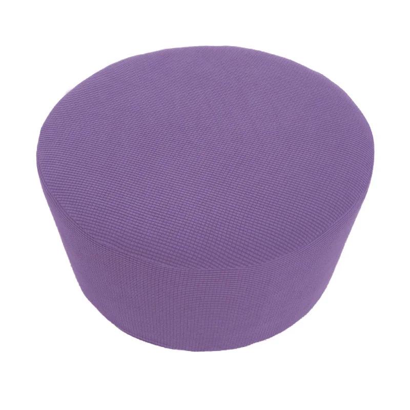 All Inclusive Round Ottoman Cover Spandex 1PC Footstool Protector Elastic Polar Fleece Footrest Slipcover For Living Room Home