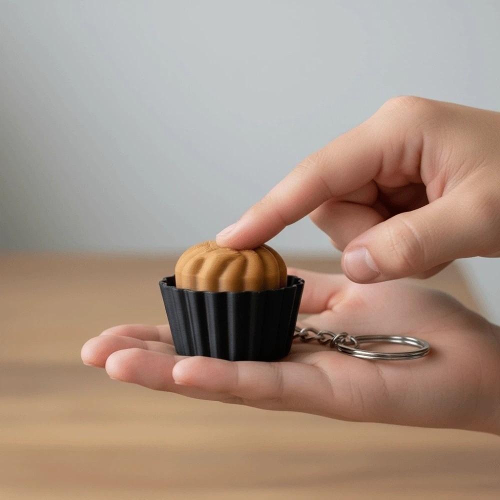 3D Printed Cake Clicker Key Chain Pendant Sensory Clicker Toys Button Dessert Key Ring Daily