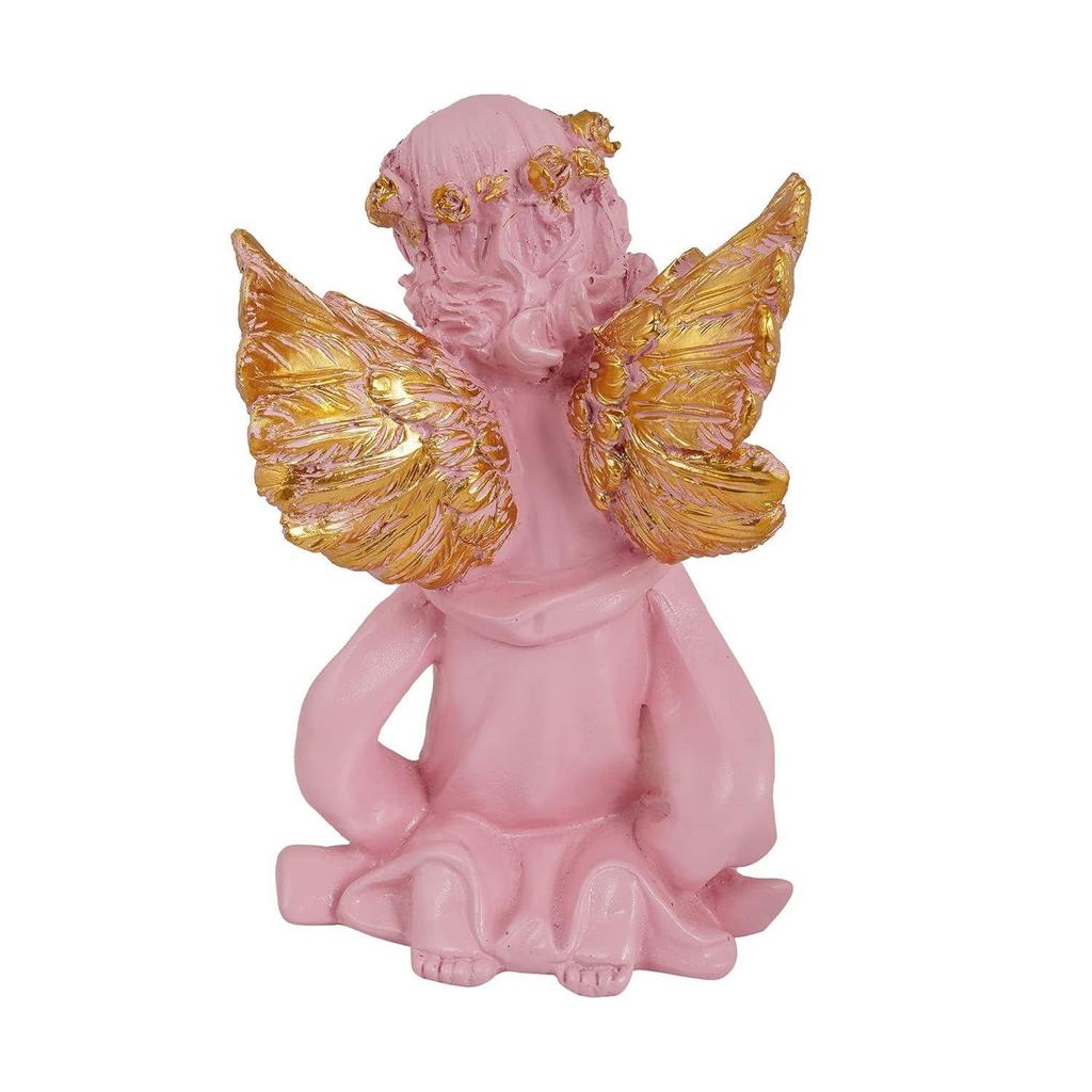 Angel Girl Showpiece for Home Decor | Winged Fairy Statue for Shelves | Pink SG