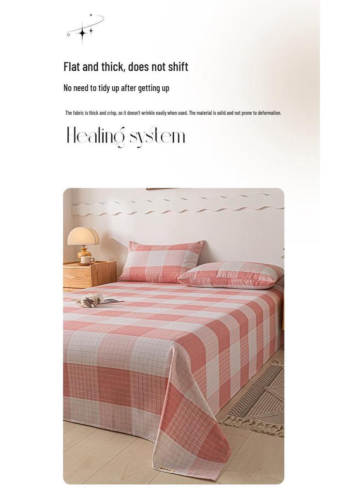 Striped Coarse Cloth Bed Sheet Set: Washable, Skin-Friendly, Cool Mat for Home & Dorm. Available In Single/Double Three-Piece Set.