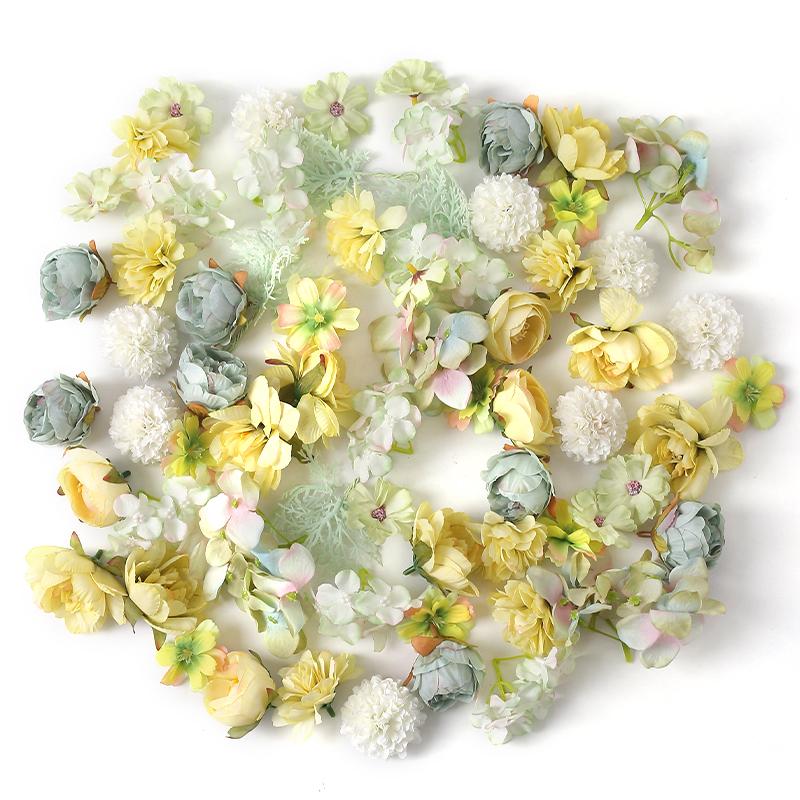 1bag Vintage Silk Rose Artificial Flowers for Home Room Wedding Decoration DIY Hair Accessory Corsage Craft Kit Fake Flowers