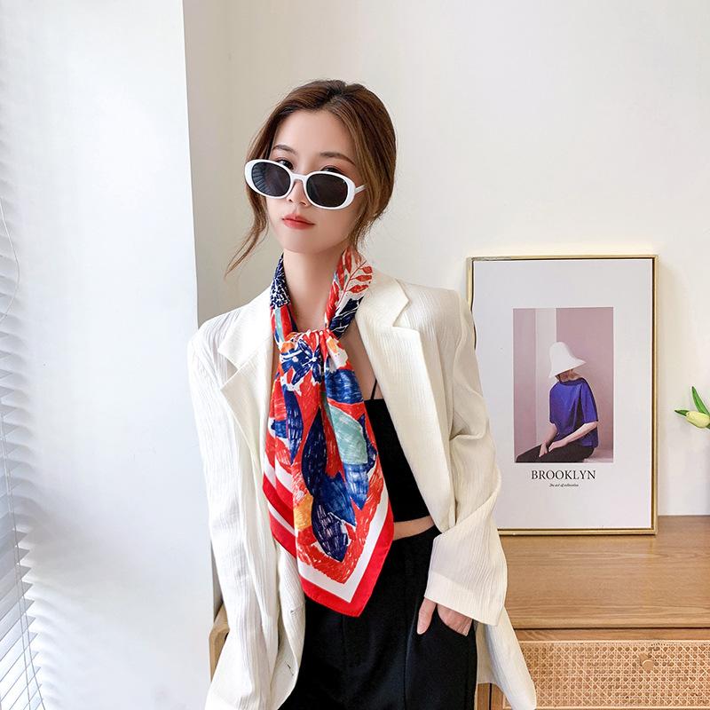 Summer new ink painter hand curling 91 square scarves in stock simulated silk twill temperament shawl manufacturer