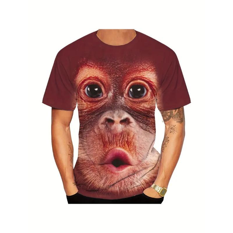 Funny Monkey Graphic 3D Printed T-shirt For Men Causal Short Sleeve Oversized Pullover Tshirts Top New In Men's Monkey Tee Shirt