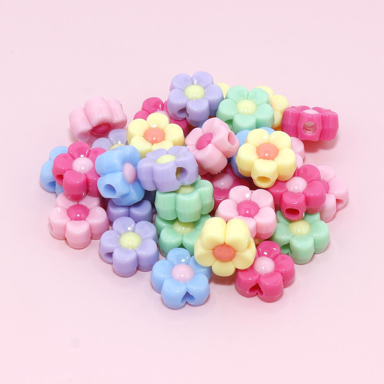 

Acrylic Double Color Cartoon Flower Beads for DIY Petal Bracelets and Jewelry Accessories 50 beads/pack