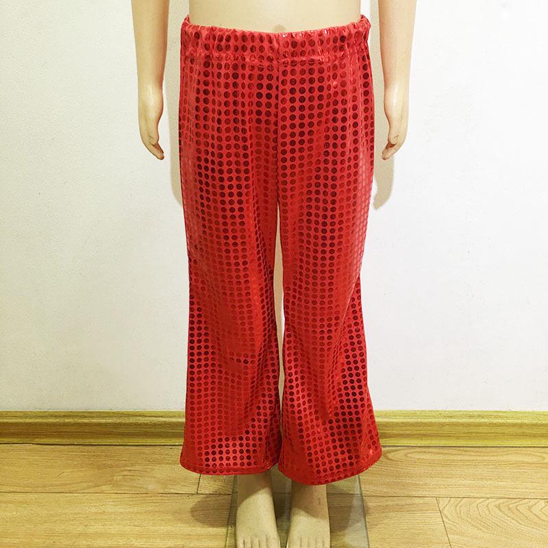 Children s Polka Dot Sequin Mermaid Performance Costume Bell Bottoms 100 красный