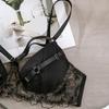 Sexy Women's Lace Lingerie Set Steel Wire Push-up Breathable Bra Set Black Underwear Adjustable Straps