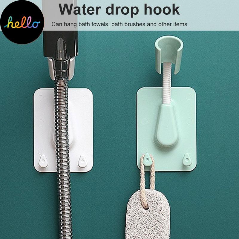 Universal Shower Head Holder Adjustable Self-Adhesive Showerhead Bracket With 2 Hooks