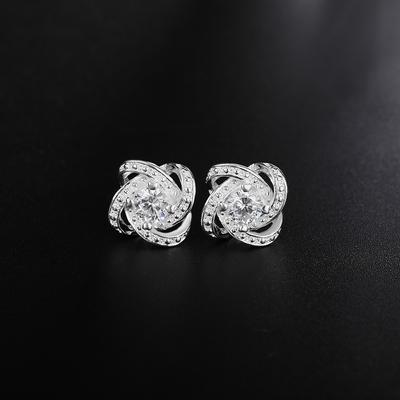 925 Sterling Silver Romantic AAA Zircon Piercing Earrings Fashionable Wedding Jewelry