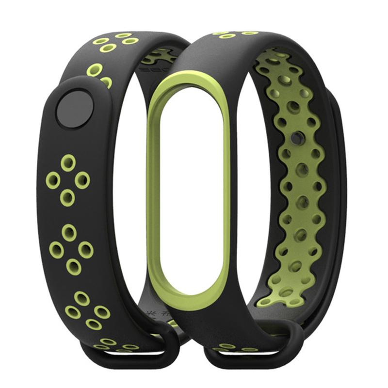 

Sport Silicone Bracelet Wrist Strap for Xiaomi Mi Band 3 Smart Watch Bracelet чорний/зелений