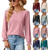 Fall Winter Women's Loose Crew Neck Long Sleeve Patchwork T-shirt Top European American Style Cross-border Casual Wear