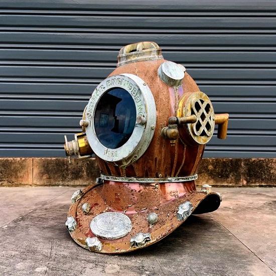 Rusty 1921 Anchor Engineering Diving Helmet US Navy Mark V Deep Sea Diver Helmet Nautical Helmet Maritime Gift