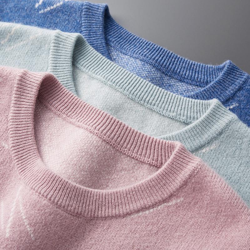 Men's Thickened Pure Wool Crew Neck Sweater - Fashionable Loose Fit Knitted Outerwear