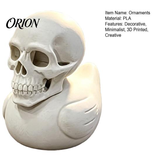 Modern Gothic Home Decor 3D Printed Skull Duck Ornament, Figurine, Creative Dark Cute Decoration Halloween for Office Bedroom Living Room Dormitory