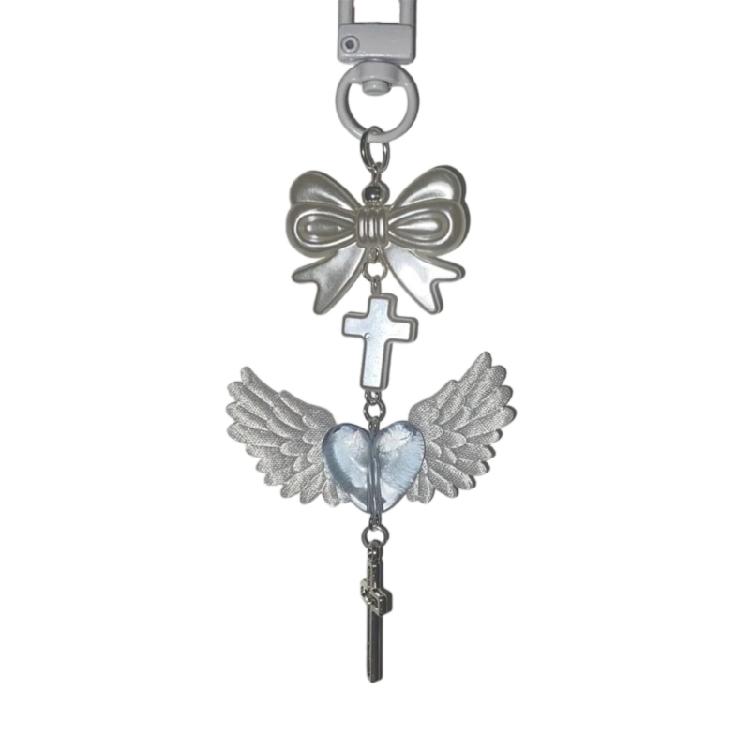 Colorful Beaded Keychain Acrylic Alloy Phone Charm Fashionable Keyring Pendant Accessory Stylish Key Chain Ornament