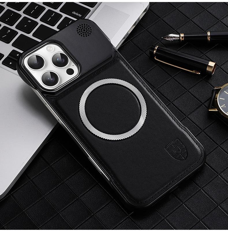 Skin-feeling Leather Pattern Magnetic Mobile Phone Case Is Suitable for Apple 16E Borderless Aromatherapy 14 Business Protective Case 11/12 Anti-drop.
