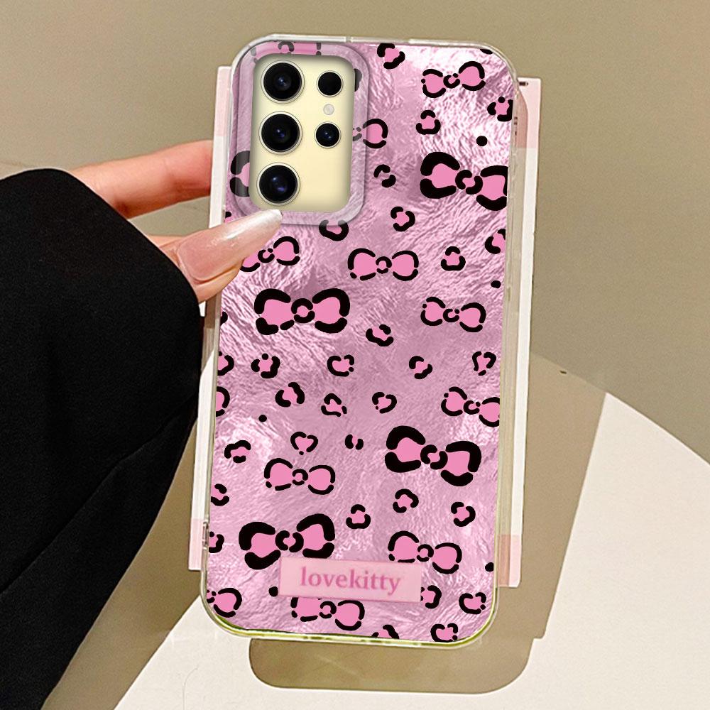 Retro Pink Leopard Glacier Texture Phone Case for Samsung Galaxy S25 S24 S23 S22 S21 FE Plus Ultra Shell Silicone Back TPU Cover
